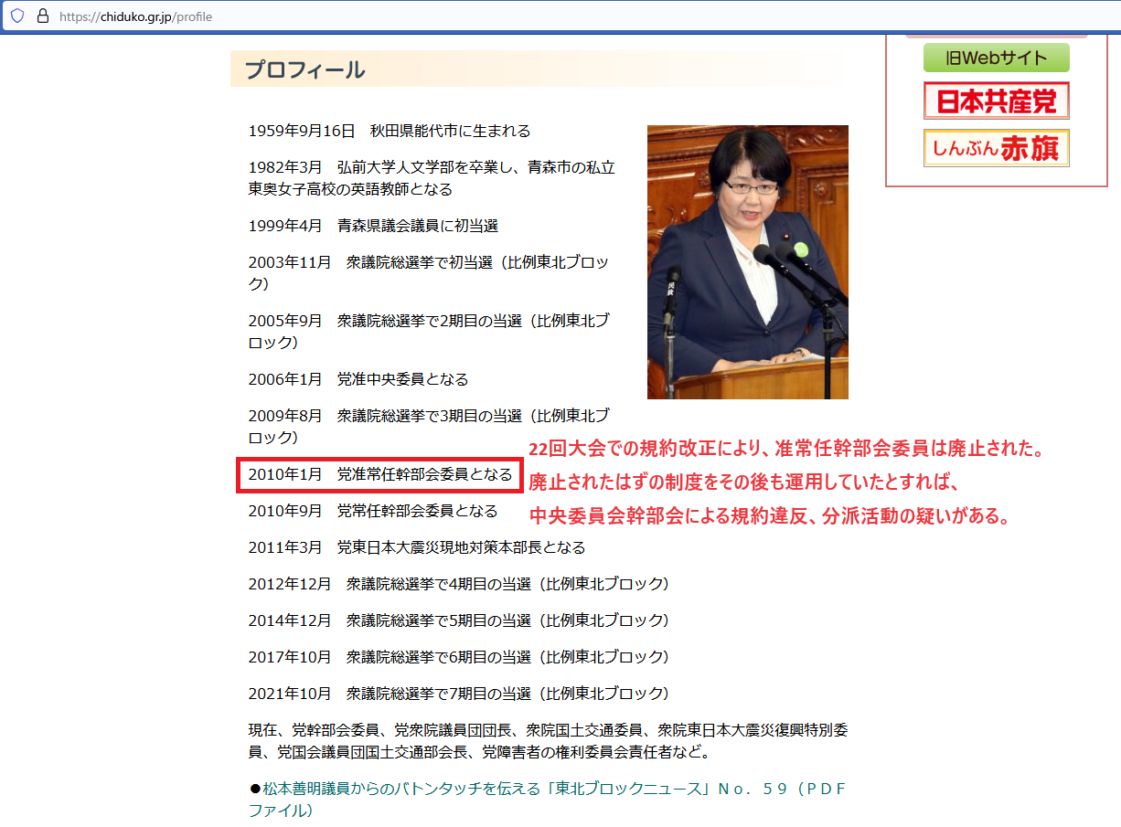 高橋千鶴子公式サイトのスクリーンショット